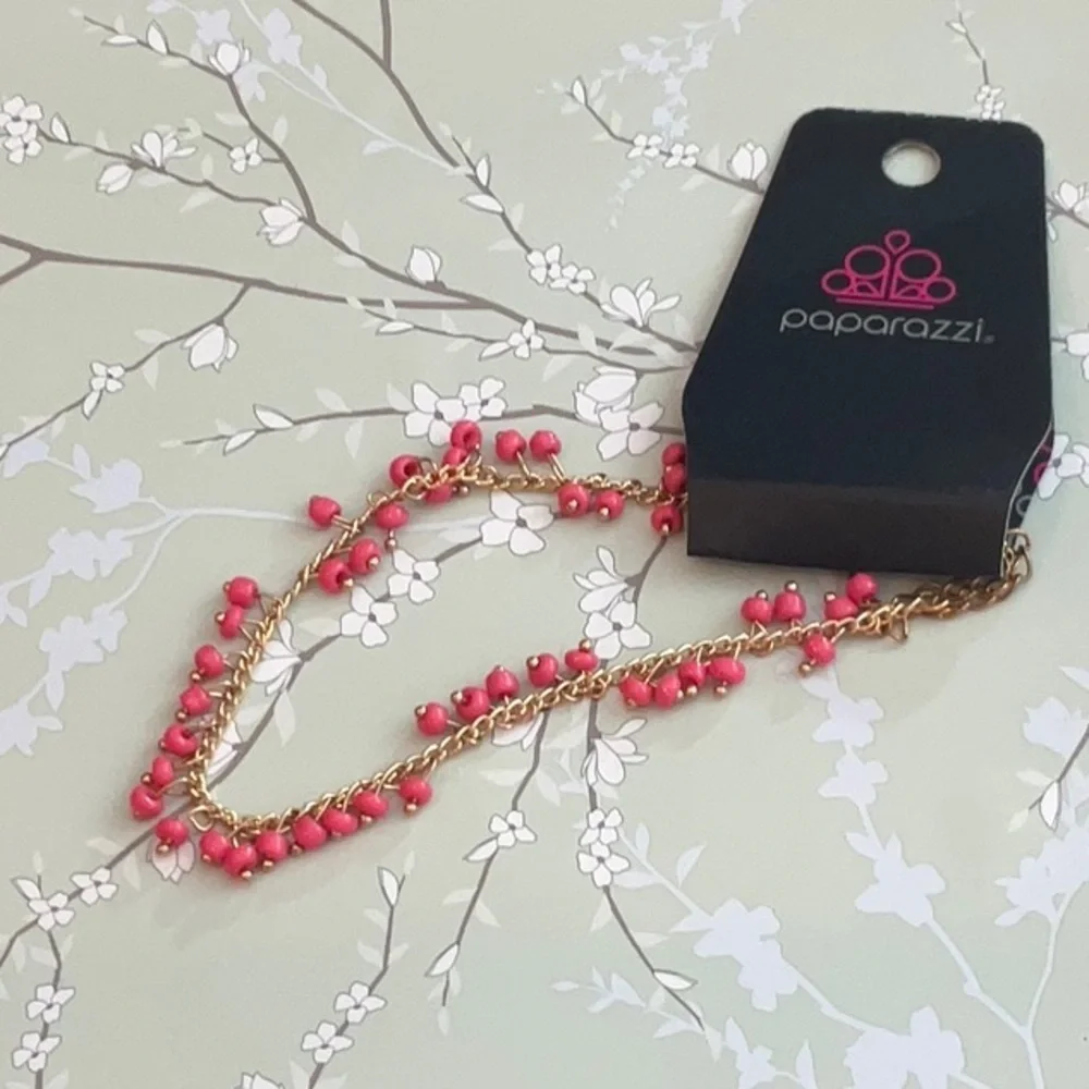 ❄️ Paparazzi | Pink and Gold Anklet Falling Blossoms Beach Bohemian